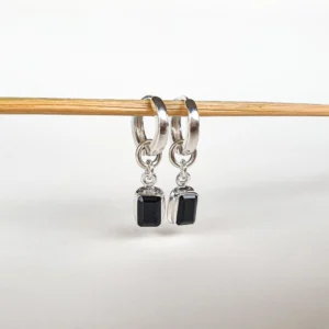 Elegant Silver 925 Earrings with Black Spinel "Evolution"